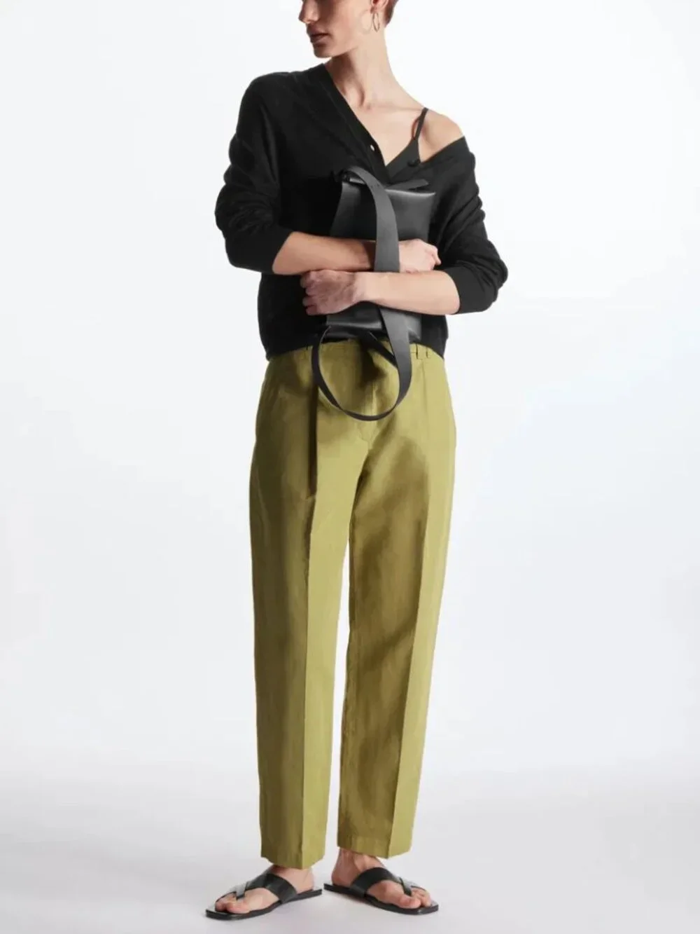 COS Pleated Linen Trousers Size EUR 38